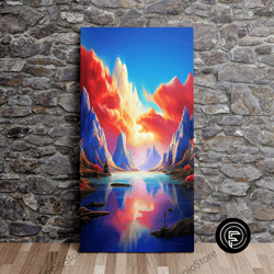 majestic mountains by a lake no5, nature art, art print, poster, scenic wall art, canvas art, canvas print, ready to han