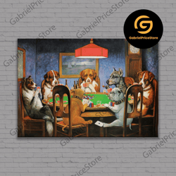 high quality decorative wall art, a friend in need by cm coolidge poker game canvas or poster, dogs poker painting, dogs