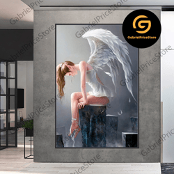 high quality decorative wall art, angel woman canvas, winged woman rolled canvas print, angel poster, high quality print