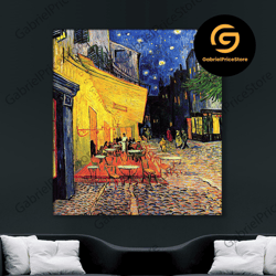 high quality decorative wall art, cafe terrace night poster, cafe terrace night canvas decor, van gogh cafe print, van g