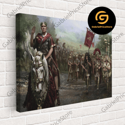 high quality decorative wall art, julius caesar and army canvas, war poster, historical art, living room decor, framed c