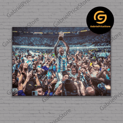 high quality decorative wall art, lionel messi poster, leo messi autograph signed canvas, 2022 world cup champion argent