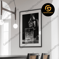 high quality decorative wall art, whisky canvas, black and white wall art, english pub decor, cocktail wall art, vintage