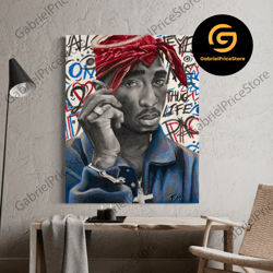 high quality decorative wall art, 2 pac, tupac - fine art print, tupac shakur wall art, tupac poster, 2 pac hand-painted