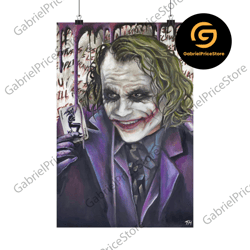 high quality decorative wall art, king of madness, heath ledger joker, oil painting - poster print