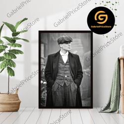 high quality decorative wall art, peaky blinders smoking black & white photography vintage thomas shelby tv series canva