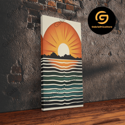 high quality decorative wall art, sunset sunrise boho wall decor, framed canvas print or poster, sunset framed wall hang