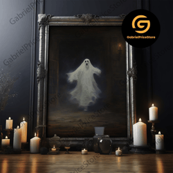 high quality decorative wall art, the haunted mansion, spooky ghost playing a piano, gothic victorian halloween art, hal