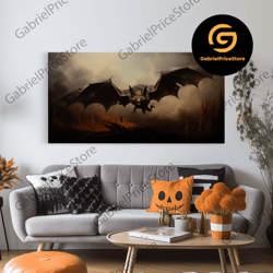 high quality decorative wall art, vampire bat painting, vintage poster, framed canvas print, art poster print, dark acad