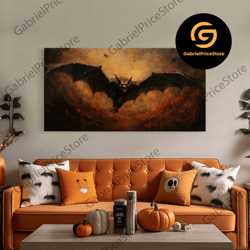 high quality decorative wall art, vampire bat painting, vintage poster, framed canvas print, art poster print, dark acad