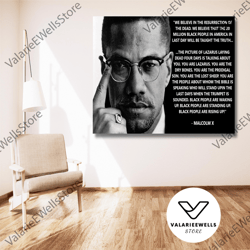 decorative wall art, malcolm x quote poster art, malcolm x print art canvas, modern wall decor, malcolm x portrait, vint
