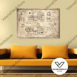 decorative wall art, residen evil map poster art, residen evil map print on canvas wall art, video games wall art decor,