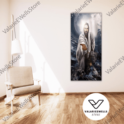 decorative wall art, the hand of god poster print art, jesus in oceon canvas wall art, jesus wall decor, christian wall