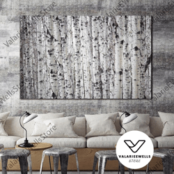 decorative wall art, white birches tree art canvas, birch trees print art, nature forest poster, botanical canvas wall a