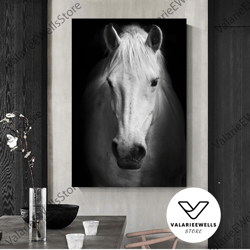 decorative wall art, white horse canvas wall art, horse canvas wall decor, white horse artwork,white horse poster, anima