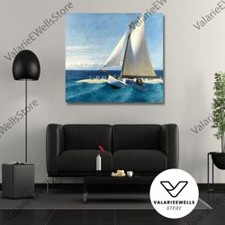 decorative wall art, edward hopper sailboat poster, sea canvas wall art print, edward hopper artworks, canvas wall art d