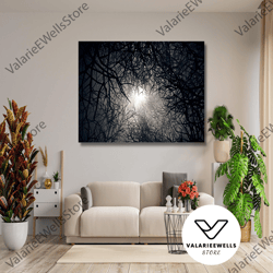 decorative wall art, horror black forest trees wall art, nature forest poster, forest painting, forest canvas wall art,