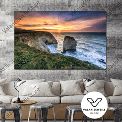 decorative wall art, isle of wight sunset print art canvas, landscape canvas wall art decor, sunset wall art, modern wal