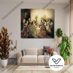 decorative wall art, jesus disciples last supper canvas wall art, lord jesus last supper print art, dinning room wall de