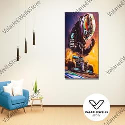 decorative wall art, lewis hamilton collage poster art print, lewis hamilton canvas wall art, formula one f1 grand prix,