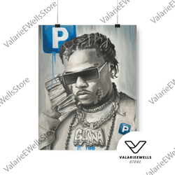 decorative wall art, decorate the living room, bedroom and workplace, gunna pushin p - fine art print, hand-painted, gun