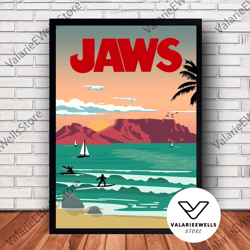 decorative wall art, decorate the living room, bedroom and workplace, jaws movie poster canvas wall art family decor, ho