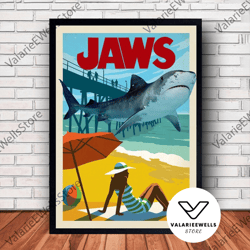 decorative wall art, decorate the living room, bedroom and workplace, jaws movie poster canvas wall art family decor, ho
