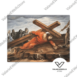 decorative wall art, decorate the living room, bedroom and workplace, jesus carrying the cross, jesus is king oil painti