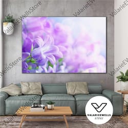 macro shot purple flower landscape nature roll up canvas, stretched canvas art, framed wall art painting-1