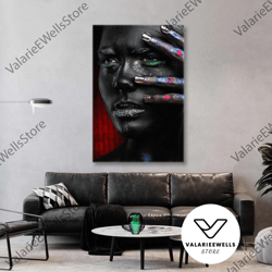 make up wall art, hairdresser wall decor, metallic make up canvas art, roll up canvas, stretched canvas art, framed wall