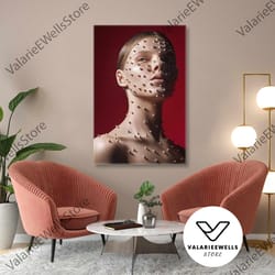 make up wall art, woman canvas art, modern portrait wall decor, roll up canvas, stretched canvas art, framed wall art pa