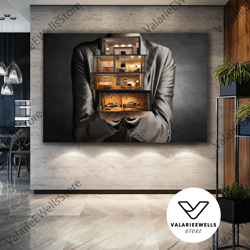 man holding house sale rental real estate office decor roll up canvas, stretched canvas art, framed wall art painting