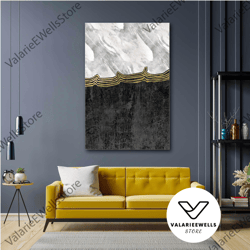 marble wall art, anthracite canvas art, gold detailed wall decor, roll up canvas, stretched canvas art, framed wall art