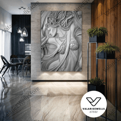 marble woman wall art, pearl necklace canvas art, modern wall decor, roll up canvas, stretched canvas art, framed wall a