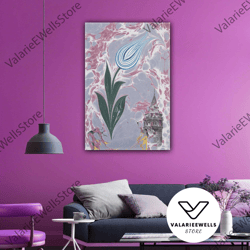 marbling art effect tulip galata tower roll up canvas, stretched canvas art, framed wall art painting