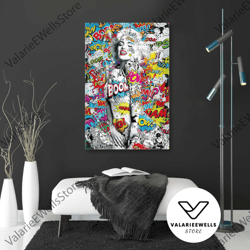 marilyn monroe street art graffiti roll up canvas, stretched canvas art, framed wall art painting