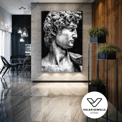 michelangelo wall art, statue of david wall decor, modern room wall decor, roll up canvas, stretched canvas art, framed