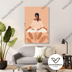 minimal wall art, yoga canvas art, yogi girl wall decor, roll up canvas, stretched canvas art, framed wall art painting