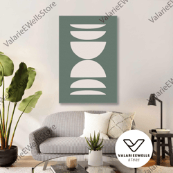 mint green wall art, boho canvas art, scandinavian wall decor, roll up canvas, stretched canvas art, framed wall art pai