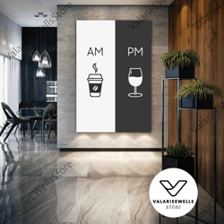 morning coffee wall art, evening drink canvas art, cafe, kitchen wall decor, roll up canvas, stretched canvas art, frame