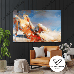 nude women reaching model abstract decorative roll up canvas, stretched canvas art, framed wall art painting