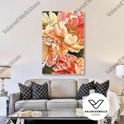 orange and white flower bouquet decorative roll up canvas, stretched canvas art, framed wall art painting