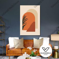 orange niche wall art, plant canvas art, minimal wall art, boho wall decor, roll up canvas, stretched canvas art, framed