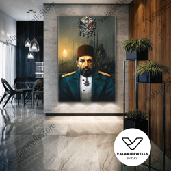 ottoman wall art, sultan abdulhamit canvas art, istanbul wall decor, roll up canvas, stretched canvas art, framed wall a