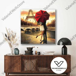 paris canvas art, love canvas art, eiffel tower wall decor, roll up canvas, stretched canvas art, framed wall art painti