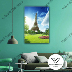 paris eiffel tower decorative city park roll up canvas, stretched canvas art, framed wall art painting