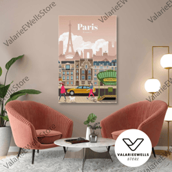 paris wall art, france canvas art, eiffel tower wall art, city wall decor, roll up canvas, stretched canvas art, framed