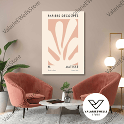 pink flower wall art, leaves canvas art, matisse, boho wall art decor, roll up canvas, stretched canvas art, framed wall