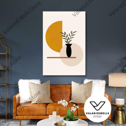 plant on the shelf wall art, boho canvas art, minimal wall decor, roll up canvas, stretched canvas art, framed wall art