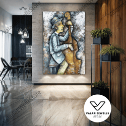 playing cello wall art, music canvas art, violin wall decor, roll up canvas, stretched canvas art, framed wall art paint